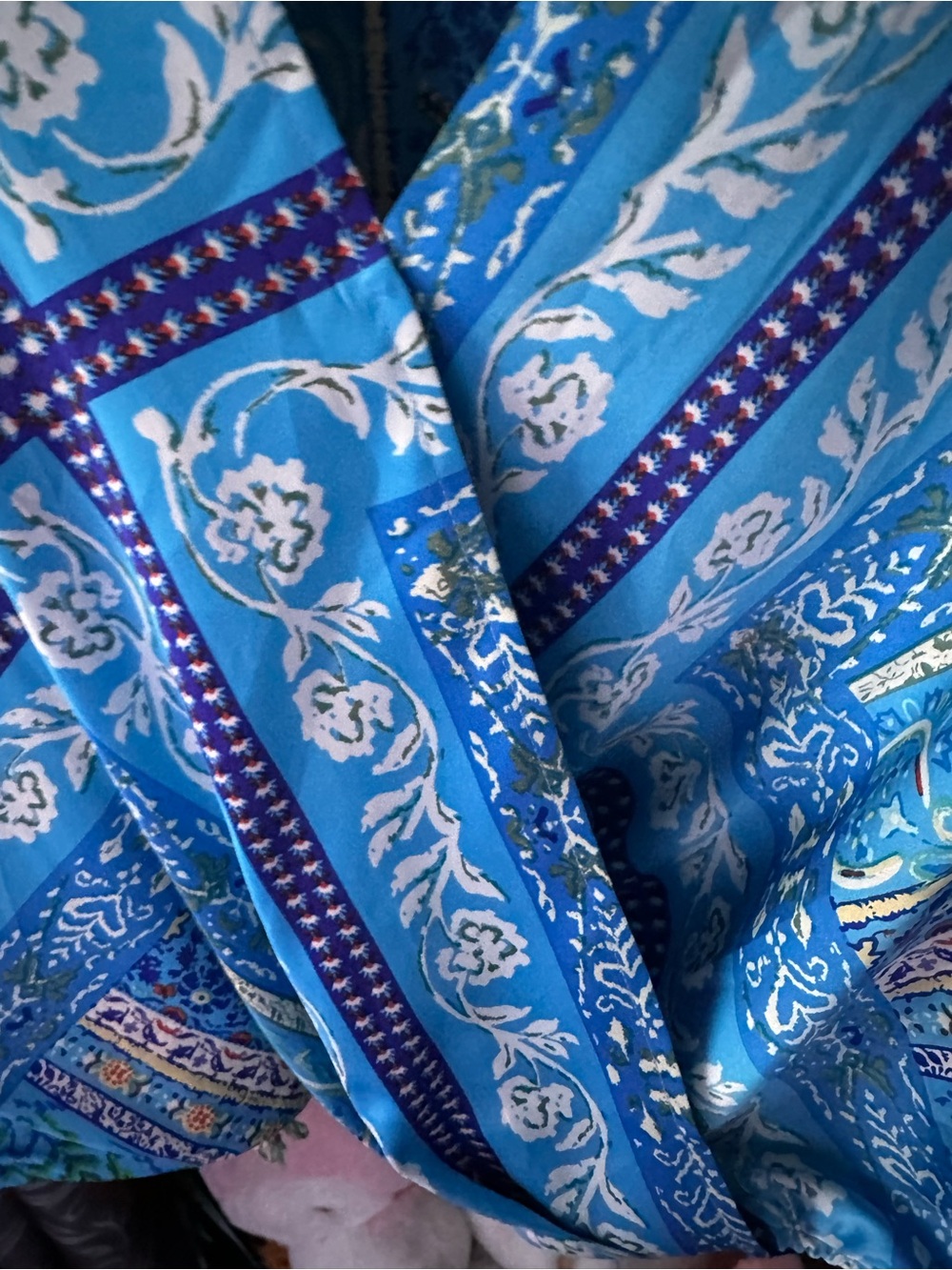 Blue Paisley Wrap Blouse - Picture 3 of 9